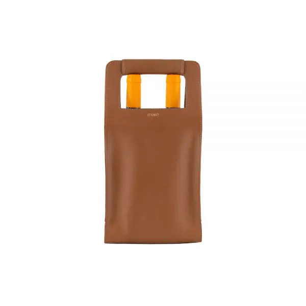 Porta Vinho Bernardo Saffiano Caramelo 2 Garrafa