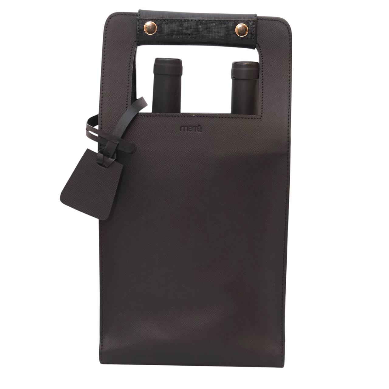 Porta Vinho Bernardo Saffiano Preto 2 Garrafa