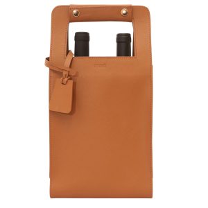 Porta Vinho Bernardo Saffiano Caramelo 2 Garrafa