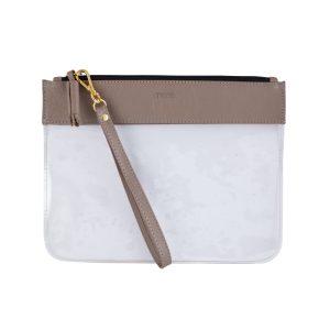 Necessaire Alice G Transparente Bolonha Taupe
