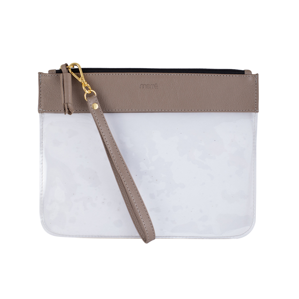 Necessaire Alice G Transparente Bolonha Taupe