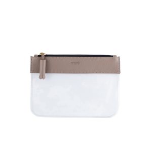 Necessaire Alice M Transparente Bolonha Taupe