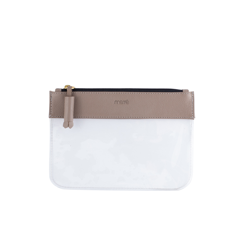 Necessaire Alice M Transparente Bolonha Taupe